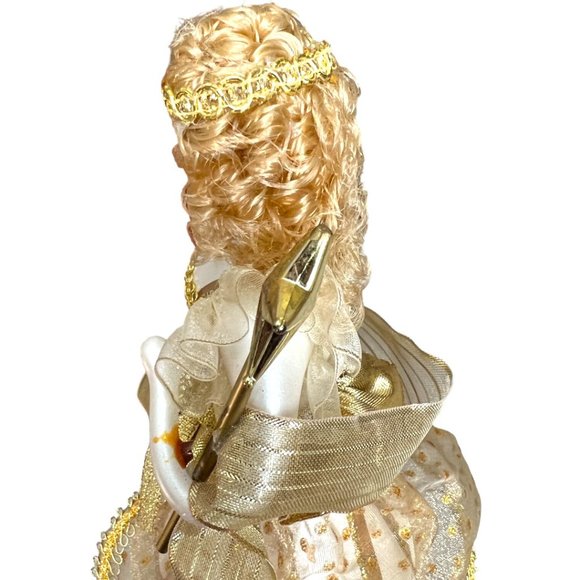 Vtg SOFFIERIA DE CARLINI Handblown Glass Gold Angel Tree Topper Wand Curls Italy - Picture 11 of 15